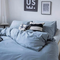 Dindi Home - Dekbedovertrek Plain Beauty - 260x220 Cm - Blauw -Knusse Nacht 1000098633 0101