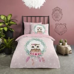 Good Morning Dekbedovertrek "Owli" - Roze - (140x220 Cm) -Knusse Nacht 1000099003 0102