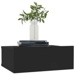 VidaXL Nachtkastje Zwevend 40x30x15 Cm Bewerkt Hout Zwart -Knusse Nacht 1116527953 0102