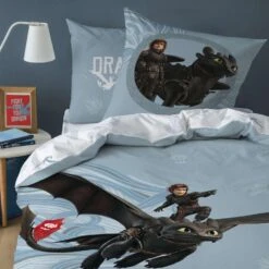 Hoe Tem Je Een Draak Riders Dekbedovertrek - Eenpersoons - 140 X 200 Cm - Multi -Knusse Nacht 1140336920 0101