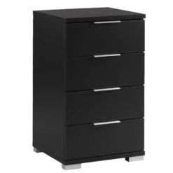 Nachtkastje Valencia - 4 Lades - Zwart -Knusse Nacht 12501172 0300