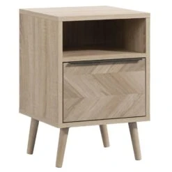 Nachtkastje Lusk - 1 Lade - Eikenkleur -Knusse Nacht 12501295 0300 51