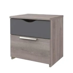 Nachtkastje Tempo - 2 Lades - Grijs Eikenkleur/antraciet -Knusse Nacht 12503110 1002