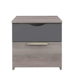 Nachtkastje Tempo - 2 Lades - Grijs Eikenkleur/antraciet -Knusse Nacht 12503110 1003