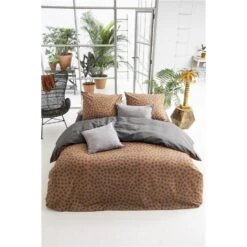 Walra - Dekbedovertrek Spots & Dots - 140x220 Cm - Cognac -Knusse Nacht 1261905409 0103