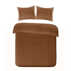 Papillon Dekbedovertrek Satijn Streep - 140x200/220 Cm - Bruin