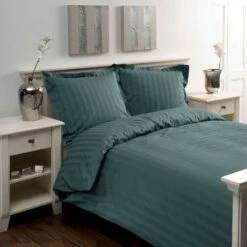 Papillon Dekbedovertrek Satijn Streep - 140x200/220 Cm - Groen -Knusse Nacht 1335733563 0101