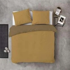 Byrklund - Dekbedovertrek Side Way - 140x220 Cm - Geel / Mosterd -Knusse Nacht 1356752270 0102