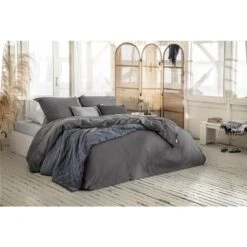 Walra - Dekbedovertrek Vintage Satin - 140x220 Cm - Antraciet -Knusse Nacht 1390920851 0104