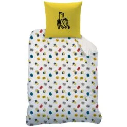 Minions Banana - Dekbedovertrek - Eenpersoons - 140 X 200 Cm - Wit -Knusse Nacht 1420958289 0103
