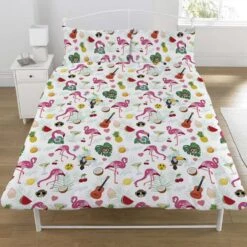 Emoji Flamingo - Dekbedovertrek - Tweepersoons - 200 X 200 Cm - Multi -Knusse Nacht 1426503388 0101