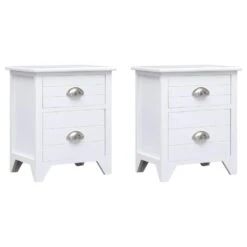 VidaXL Nachtkastjes 2 St Met 2 Lades Wit