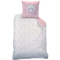 Smiley World Sunday Dekbedovertrek - Eenpersoons - 140 X 200 Cm - Roze -Knusse Nacht 1470734933 0102