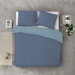 Byrklund - Dekbedovertrek Side Way - 240x220 Cm - Donker Blauw / Blauw -Knusse Nacht 1587114337 0102