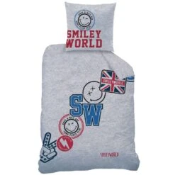 Smiley World Spirit Dekbedovertrek - Eenpersoons - 140 X 200 Cm - Grijs -Knusse Nacht 1621261583 0102