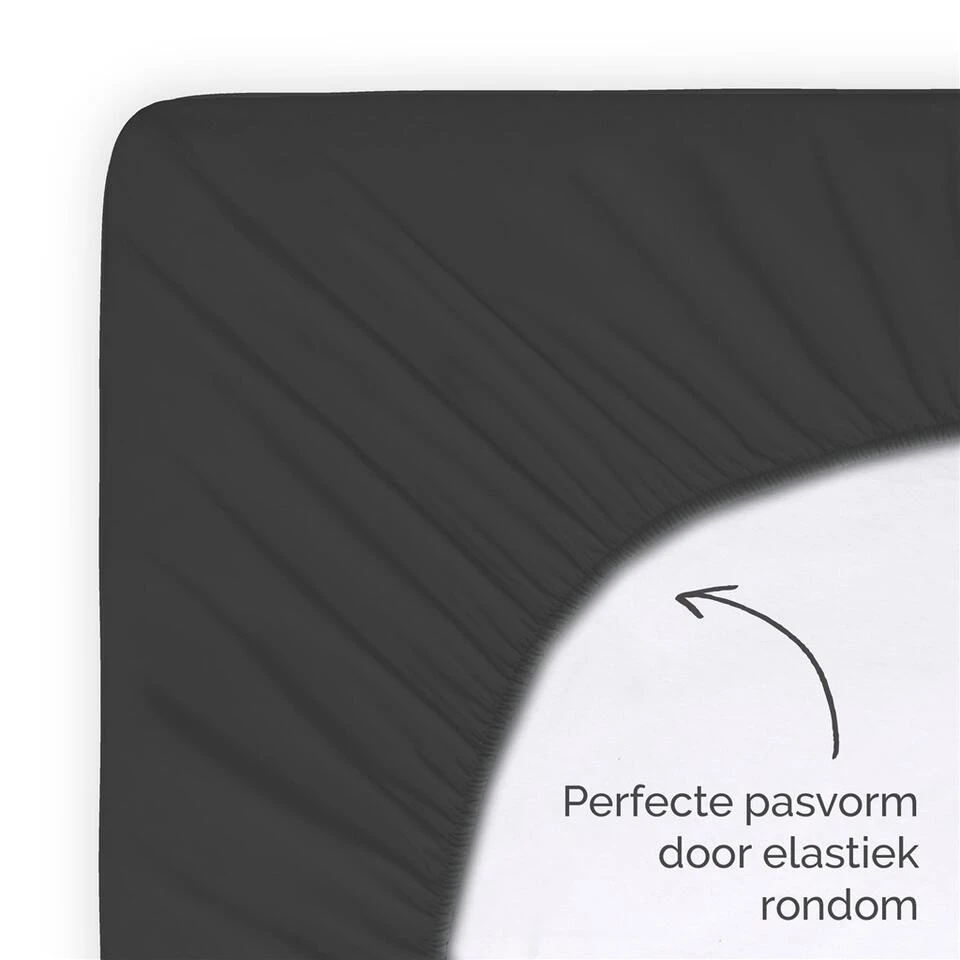 Byrklund - Hoeslaken Katoen - 180x200 Cm - Antraciet 6 Byrklund - Hoeslaken Katoen - 180x200 Cm - Antraciet - Afbeelding 4