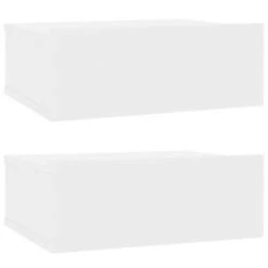 VidaXL Nachtkastjes 2 St Zwevend 40x30x15cm Bewerkt Hout Hoogglans Wit