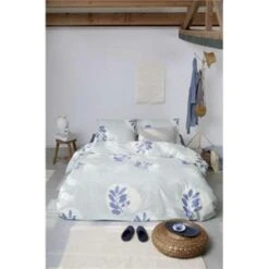Walra - Dekbedovertrek Remade Romantic Leaves - 200x220 Cm - Blauw -Knusse Nacht 1858808658 0103