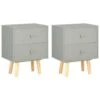 VidaXL Nachtkastjes 2 St 40x30x50 Cm Massief Grenenhout Grijs -Knusse Nacht 1998817574