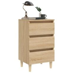 VidaXL Nachtkastjes 2 St Met Houten Poten 40x35x69 Cm Sonoma Eiken -Knusse Nacht 1e2db5bc947a457bb0012584f34b89ab
