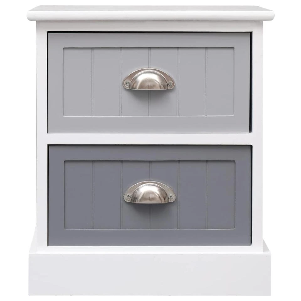 VidaXL Nachtkastjes 2 St 38x28x45 Cm Paulowniahout Grijs 5 VidaXL Nachtkastjes 2 St 38x28x45 Cm Paulowniahout Grijs - Afbeelding 3