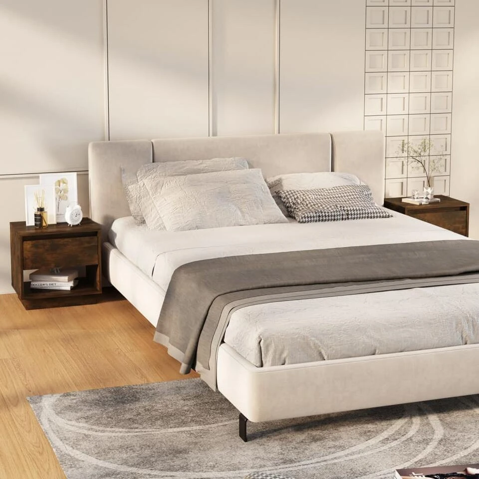 VidaXL Nachtkastjes 2st 45x34x44 Cm Spaanplaat Gerookt Eikenkleurig 4 VidaXL Nachtkastjes 2st 45x34x44 Cm Spaanplaat Gerookt Eikenkleurig - Afbeelding 2