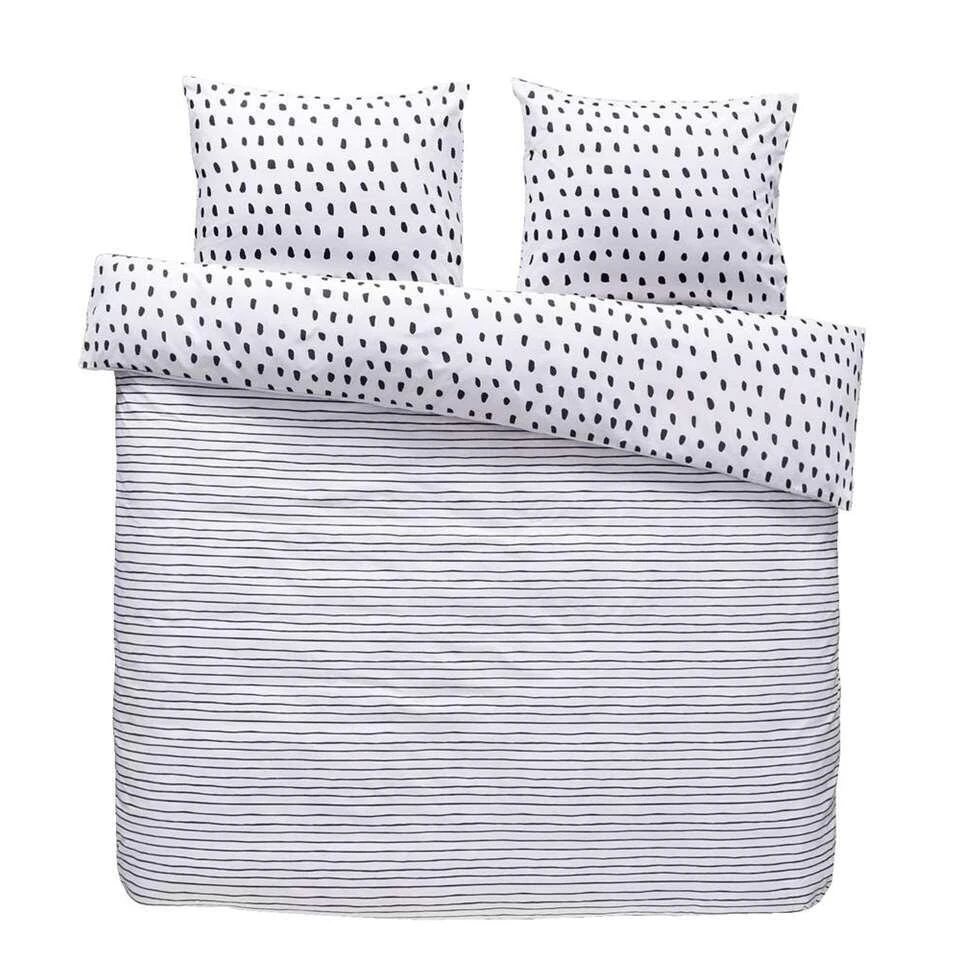 Comfort Dekbedovertrek Dany - Zwart/wit - 200x200/220 Cm 4 Comfort Dekbedovertrek Dany - Zwart/wit - 200x200/220 Cm - Afbeelding 2