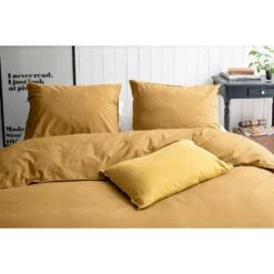 Walra Dekbedovertrek Vintage Cotton - Mosterd - 140x200/220 Cm -Knusse Nacht 31105474 9050 1