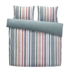 Comfort Dekbedovertrek Ragnar Strepen - Wit/groen - 240x200/220 Cm
