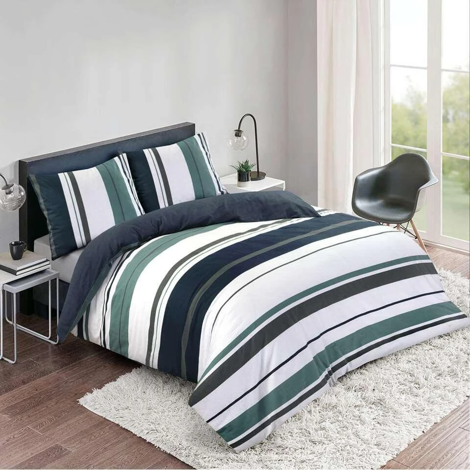 Royal Dekbedovertrek Kalmar Strepen - Wit/groen - 200x200/220 Cm 5 Royal Dekbedovertrek Kalmar Strepen - Wit/groen - 200x200/220 Cm - Afbeelding 3