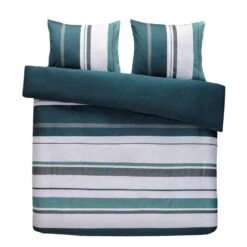 Royal Dekbedovertrek Kalmar Strepen - Wit/groen - 200x200/220 Cm