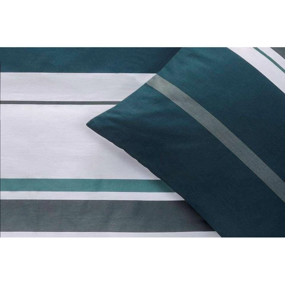Royal Dekbedovertrek Kalmar Strepen - Wit/groen - 200x200/220 Cm 4 Royal Dekbedovertrek Kalmar Strepen - Wit/groen - 200x200/220 Cm - Afbeelding 2