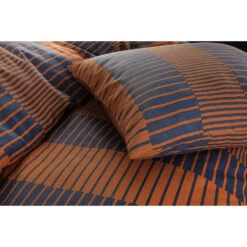 Comfort Dekbedovertrek Zef Strepen - Caramel/blauw - 140x200/220 Cm -Knusse Nacht 31105989 9000