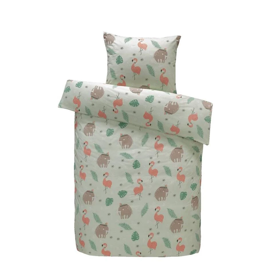 Comfort Dekbedovertrek Naida Dieren - Lichtgroen - 140x200 Cm 3 Comfort Dekbedovertrek Naida Dieren - Lichtgroen - 140x200 Cm