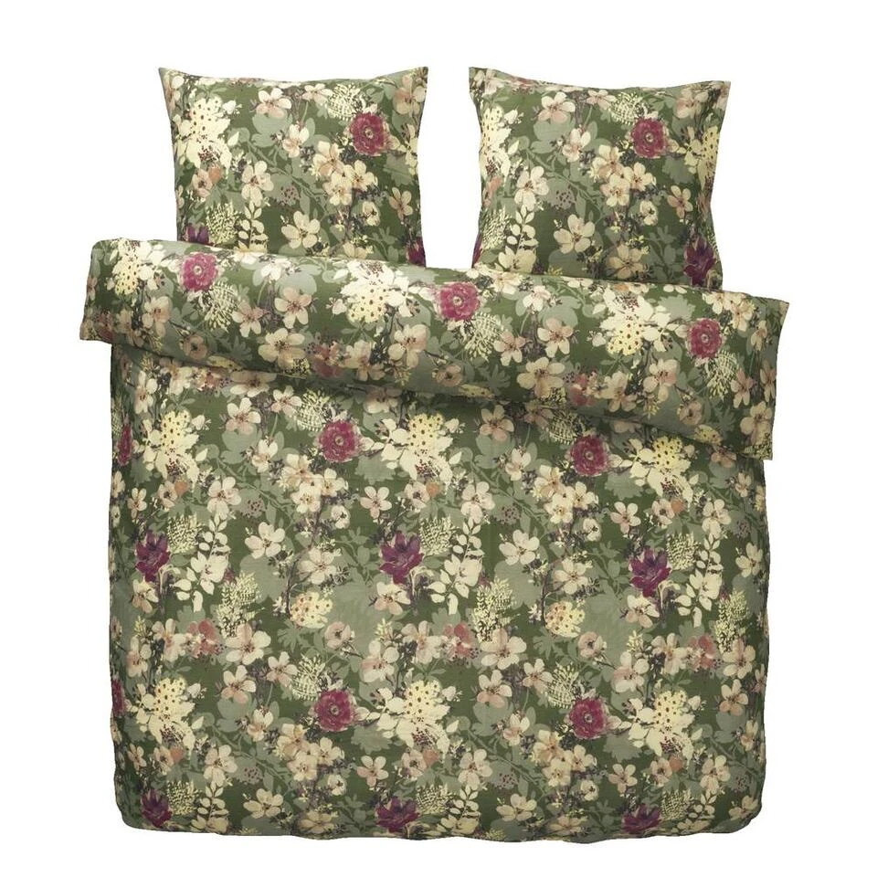 Dekbedovertrek Nenna Bloemen - Groen - 200x220 Cm 3 Dekbedovertrek Nenna Bloemen - Groen - 200x220 Cm