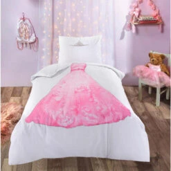 Comfort Dekbedovertrek Belle Prinses - Wit/roze - 140x200 Cm -Knusse Nacht 31106081 9050