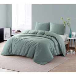 Comfort Dekbedovertrek Jorrit Effen - Groen - 140x200/220 Cm -Knusse Nacht 31106082 9050