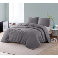 Comfort Dekbedovertrek Jorrit Effen - Antraciet - 240x200/220 Cm -Knusse Nacht 31106086 9050 1