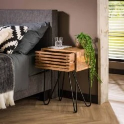 Odila Nachtkastje 1L - Hout - Bruin -Knusse Nacht 4c072a07acaa44fea8af5b2819050fb5