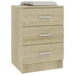 VidaXL Nachtkastjes 2 St 38x35x56 Cm Bewerkt Hout Sonoma Eikenkleurig -Knusse Nacht 52b5cc4b4bc341f5abe1bf187d7ac345