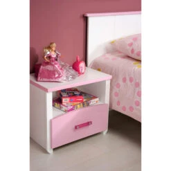 Nachtkastje Kiki - 1 Lade - Wit/roze -Knusse Nacht 81009009 0100