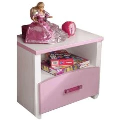 Nachtkastje Kiki - 1 Lade - Wit/roze -Knusse Nacht 81009009 0200