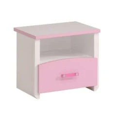 Nachtkastje Kiki - 1 Lade - Wit/roze -Knusse Nacht 81009009 0300