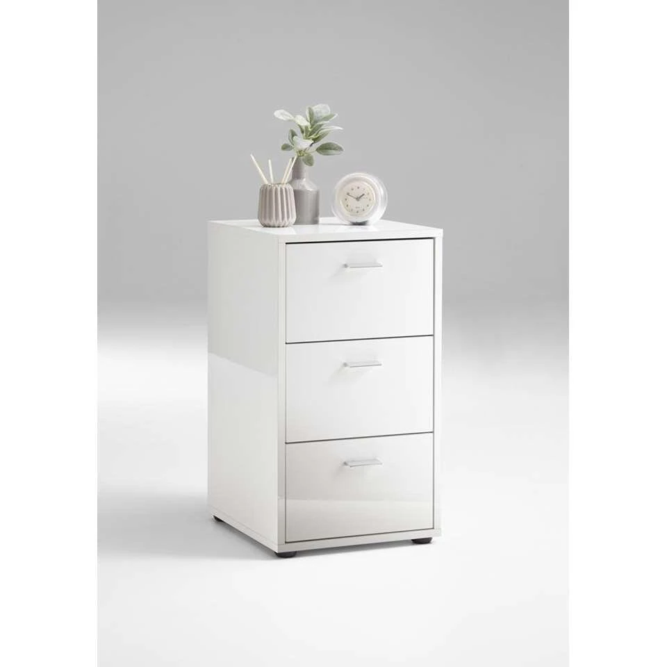 Nachtkastje Virginia - 3 Lades - Hoogglans Wit 3 Nachtkastje Virginia - 3 Lades - Hoogglans Wit