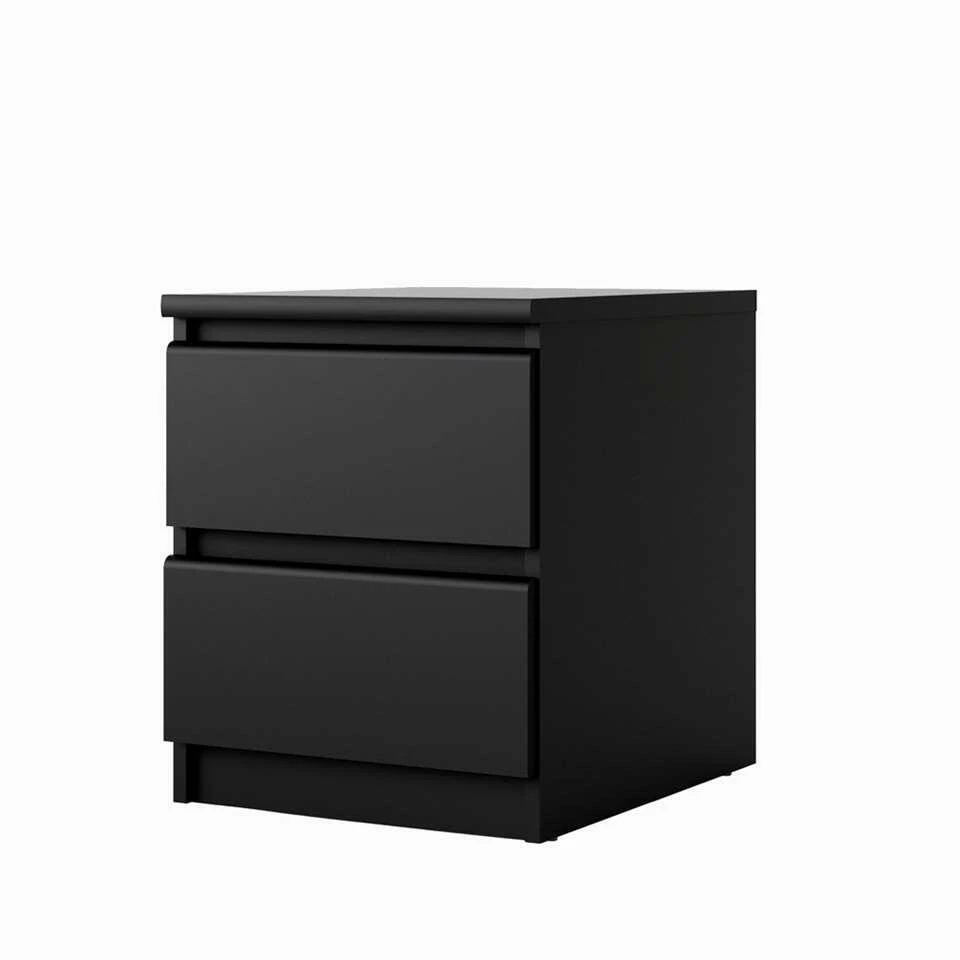 Nachtkastje Naia - 2 Lades - Mat Zwart 5 Nachtkastje Naia - 2 Lades - Mat Zwart - Afbeelding 3