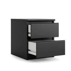 Nachtkastje Naia - 2 Lades - Mat Zwart 9 Nachtkastje Naia - 2 Lades - Mat Zwart -Knusse Nacht 81018624 0400