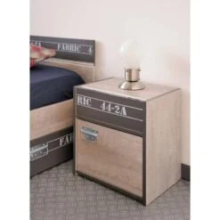Nachtkastje Fabric - Eikenkleur/grijs - 45,3x40,2x28 Cm 6 Nachtkastje Fabric - Eikenkleur/grijs - 45,3x40,2x28 Cm -Knusse Nacht 81020283 9050