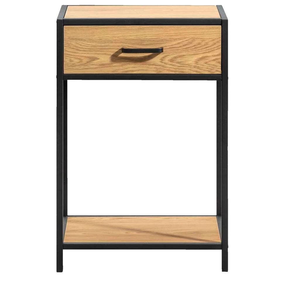 Nachtkastje Jaxx - 1 Lade - Eiken/zwart 4 Nachtkastje Jaxx - 1 Lade - Eiken/zwart - Afbeelding 2