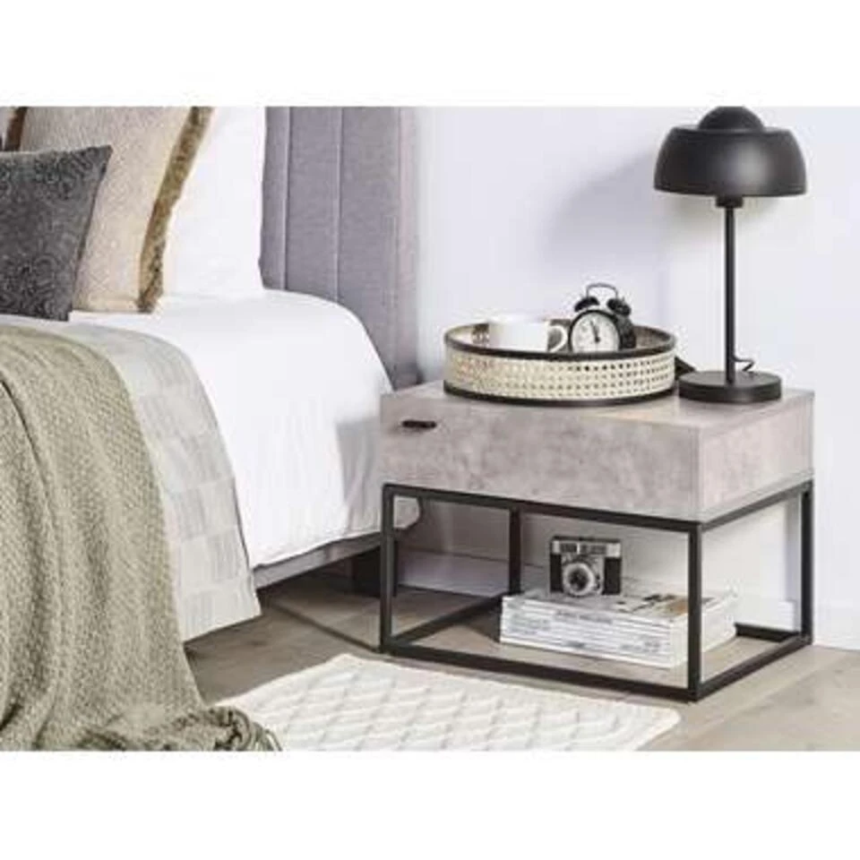 Beliani Nachtkast CAIRO - Grijs Vezelplaat 4 Beliani Nachtkast CAIRO - Grijs Vezelplaat - Afbeelding 2