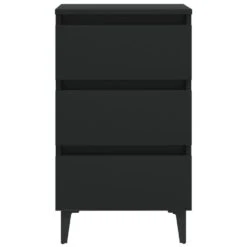 VidaXL Nachtkastje Met Metalen Poten 40x35x69 Cm Zwart -Knusse Nacht 9279b6cad7114931bfe8680fcc6e3f00